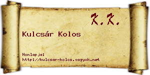 Kulcsár Kolos névjegykártya